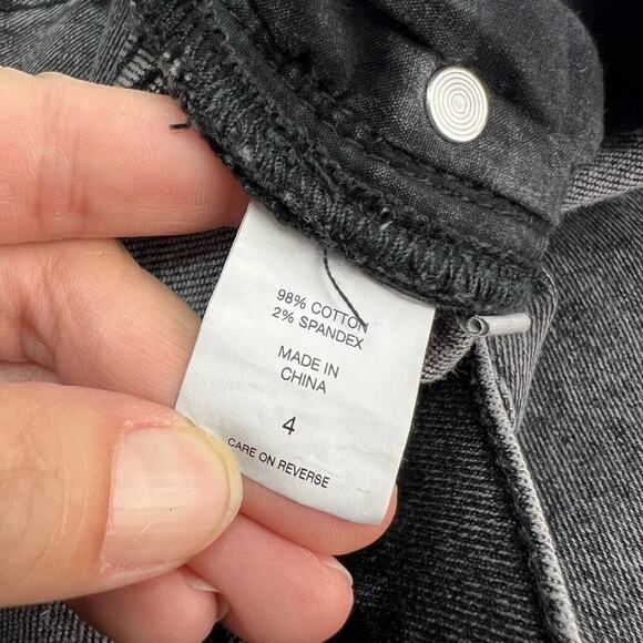 NY&Co Soho Sz 4 Ankle Legging Jeans Black Acid Washed Denim Frayed Raw Cut Hem - Picture 6 of 11